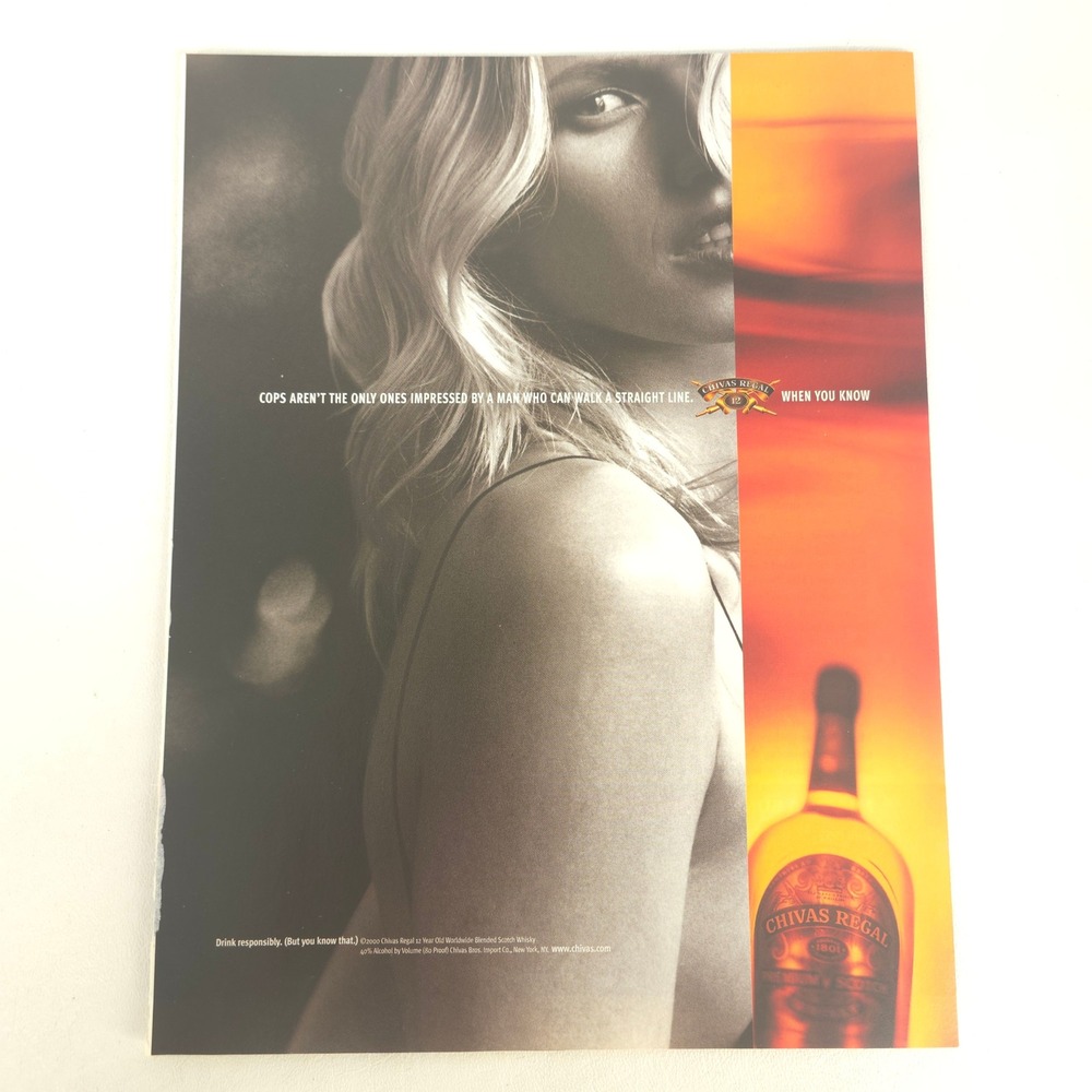Chivas Regal 12 Scotch Whisky Print Ad Y2K Home Bar Decor Wall Art 2000 Man Cave